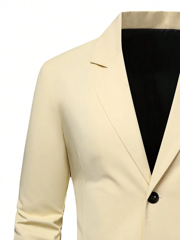Men'S Notched Collar Single Breasted Suit Jacket And Suit Pants Set