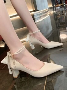 Giày cao gót đế thấp đơn giản cho nữ, thoải mái khi mang cả ngày, thích hợp cho buổi phỏng vấn xin việc, thời trang và đa năng - Màu be - Xem 3