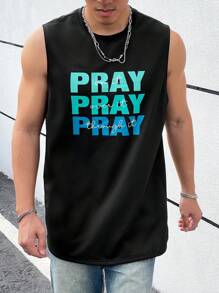 Manfinity Hypemode Men's Loose Fit Tank Top With Letter Print - Black - View 1