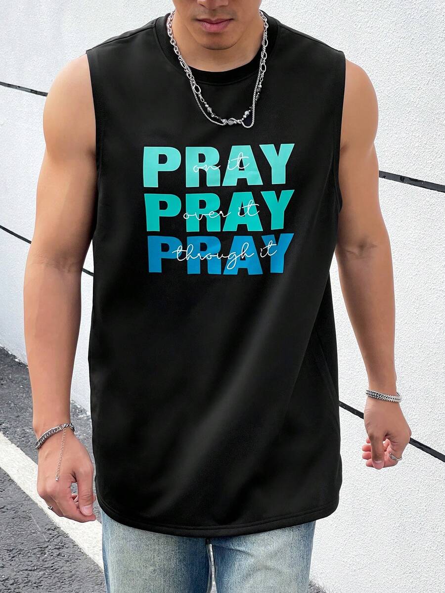 Manfinity Hypemode Men's Loose Fit Tank Top With Letter Print - Black - View 1