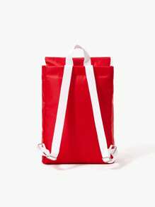 Solid Color Children's School Backpack Simple Outdoor Travel Bag - Red - View 2