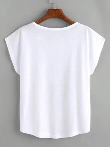 INAWLY Áo thun tay cánh dơi in hình chân dung cỡ lớn cho nữ - trắng - Xem 2