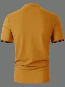 Manfinity Homme Men's Short Sleeve Polo Shirt With Button Placket - Camel - View 2