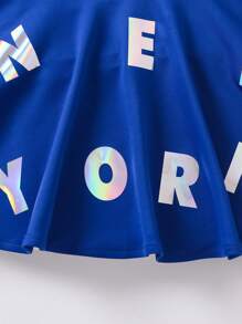 SHEIN Set Aus Bedrucktem Top Mit Perlenmuster Und Spaghettiträger Kleid Mit Buchstabenmuster Für Kleine Mädchen