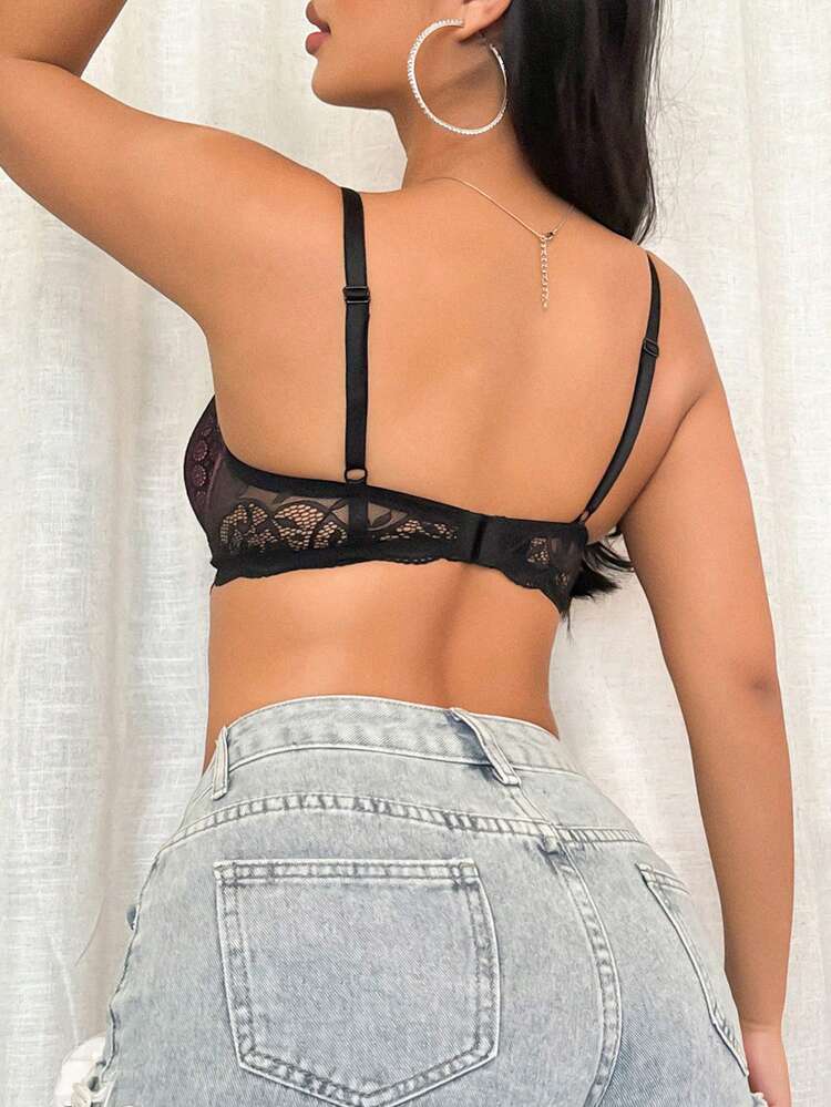Women's Sexy Lace & Color Block Underwire Push-Up Bra, Comfortable