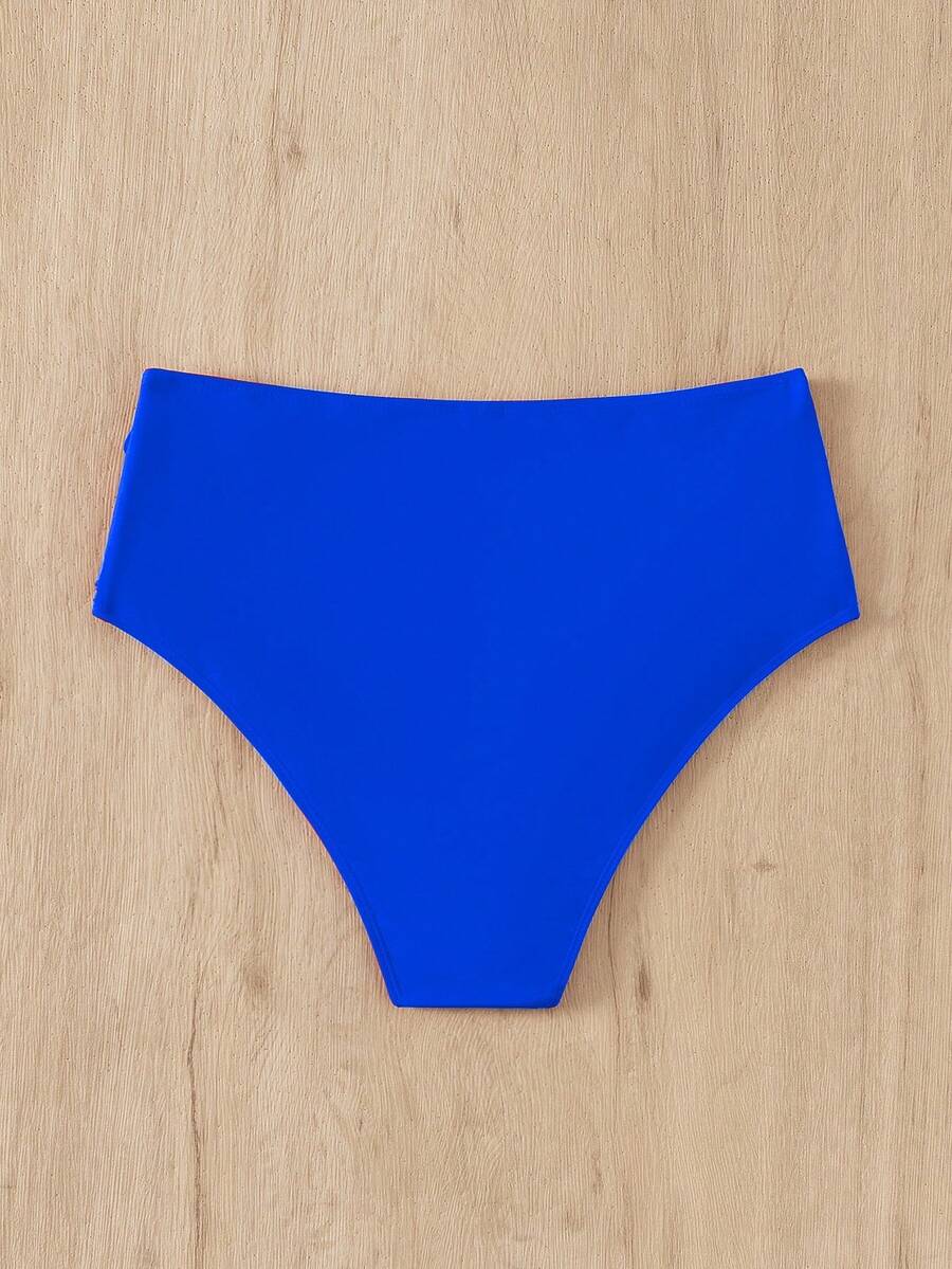 SHEIN Swim Women's Summer Beach Solid Color Ruched Bikini Bottom for