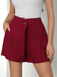 SHEIN Clasi Shorts Pour Femmes Épais De Couleur Unie, Coupe Slim - Fushia - Voir 1