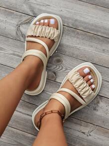 Women's High Heel Platform Beach Sandals, Summer New Arrival Roman Style Slipper Suitable For Outdoor Activities Valentines,Travel Essential - Beige - View 4