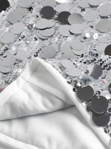 SHEIN Girlism Tween Girl Wedding Season Sequined Midi Skirt