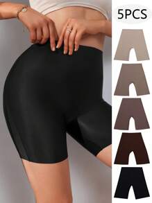 5pcs Solid Color No Traces Square Leg Seamless Panties - Multicolor - View 4