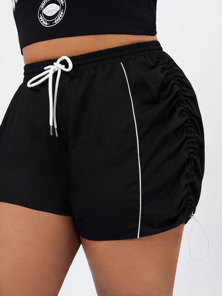 Plus Size Drawstring Waist Casual Shorts