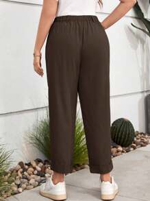 SHEIN LUNE Plus Fold Pleated Pants