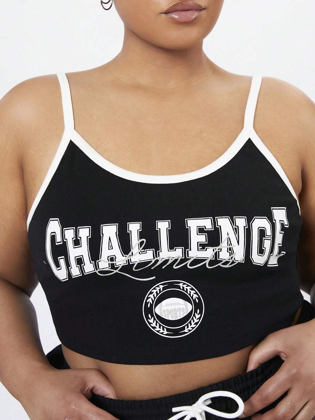 Plus Size Women's Rugby Printed Cropped Camisole Top
