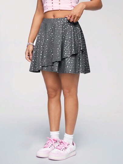 SHEIN Qutie Gonna Corta A Forma Di Torta Stampa Stellata Di Stile Y2k Carina E Divertente Per Donne