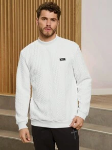 Manfinity Homme Nam Đan Giải trí Đứng cổ áo Áo nỉ - trắng - Xem 1