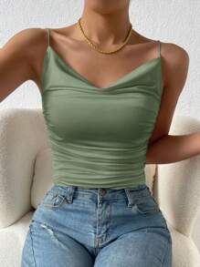 SHEIN Clasi Women's Solid Color  Camisole - Olive Green - View 3