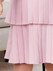 SHEIN Váy xòe không tay màu trơn giản dị và dễ thương cho bé gái, hoàn hảo cho kỳ nghỉ hè - Hồng - Xem 5