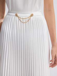 BizChic Của phụ nữ Màu thuần Chân Váy xếp ly - trắng - Xem 7