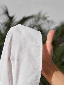 SHEIN 少女休閒編織純色無背背心連身裙 - 白色 - 查看 6