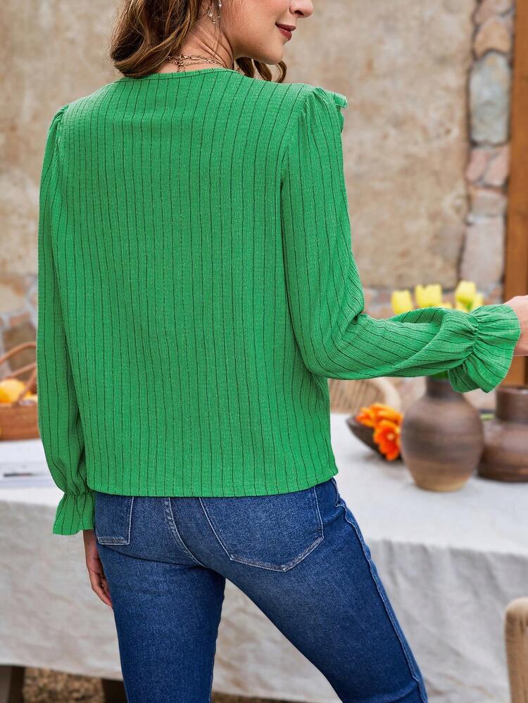 Women's Striped Ruffle Hem Top