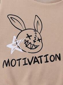 SHEIN 男童休闲涂鸦印花卫衣套装，包括一件卫衣和一件圆领卫衣 - 彩色 - 查看 6