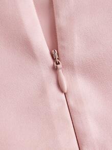 SHEIN Unity Women's Solid Color Ruffle Hem Backless Halterneck Dress - Pink - View 4