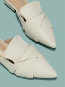 2025 Otoño Cómodas y versátiles mulas con tacón para mujer, zapatos de punta fina suave con cierre deslizante para el verano