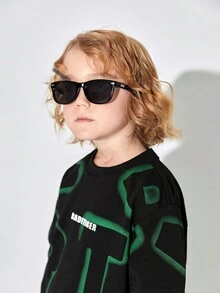 JNSQ 1pair Kids Rivet Detail Fashion Glasses For Outdoor - Black - View 3