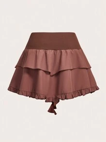 SHEIN Qutie Kích thước lớn Nâu Mùa hè Váy - màu nâu - Xem 2