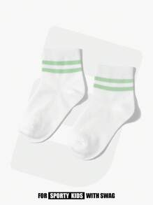SHEIN Back To School Season Children's Striped Socks Suitable For Daily Life - White - View 1