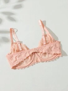 大尺碼女式性感蕾絲內衣 - 珊瑚粉 - 查看 2