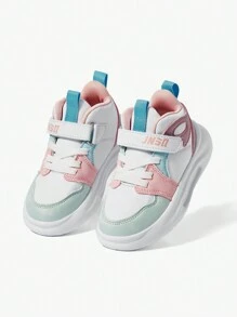 JNSQ Girls Hook-and-loop Fastener Lace Up Design Letter Graphic Chunky Shoes For Spring - Multicolor - View 10