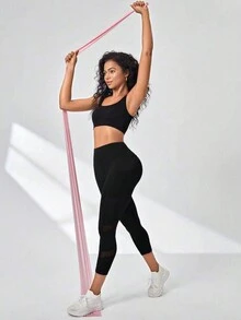 Tummy Control Hip Lifting Sports Capri Pants, High Waist Stitching Mesh Capri Leggings - Black - View 5