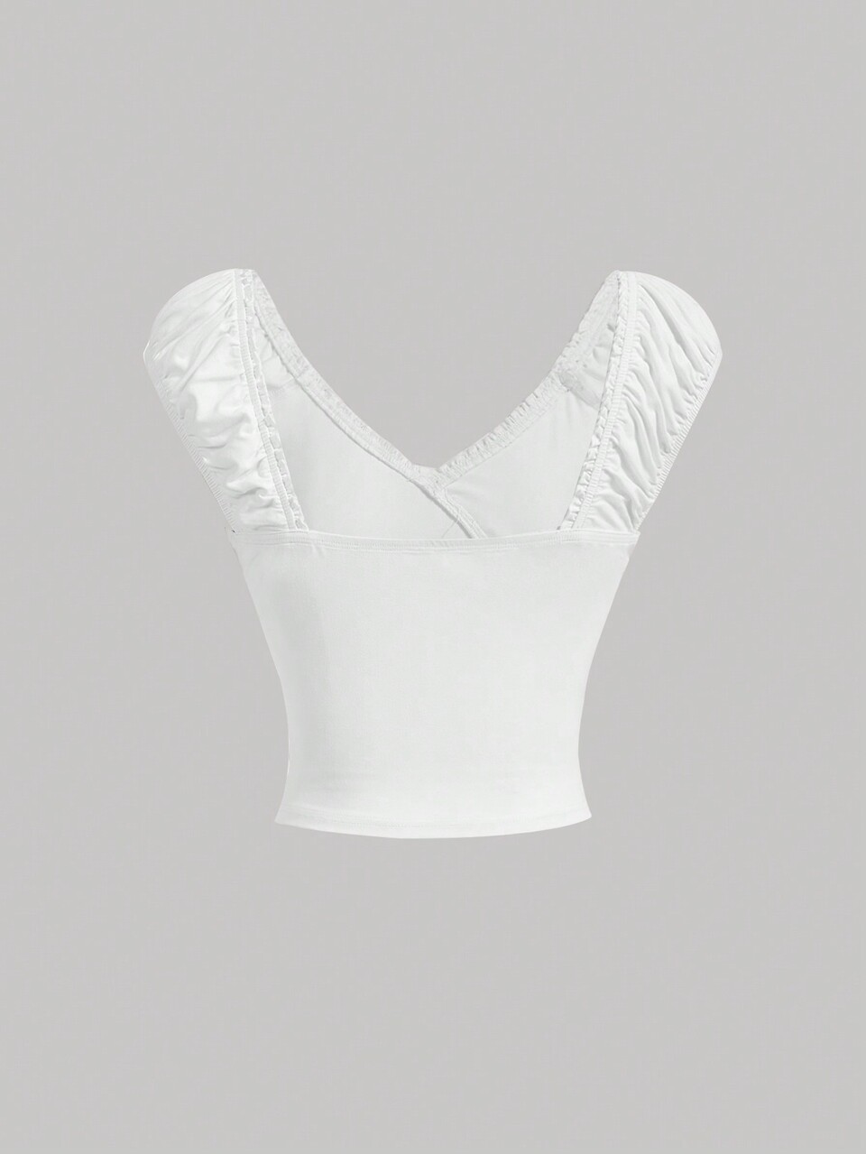 Women's Simple White T-Shirt With Heart Print And Lace Sleeves