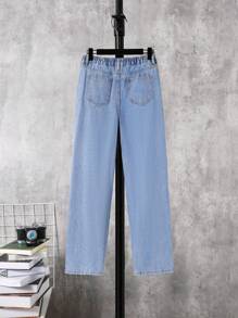 SHEIN Quần Jeans Rách Thời Trang, Cá Tính, Thoải Mái Cho Bé Trai Tuổi Teen Có Hiệu Ứng Giặt Giặt - Rửa nhẹ - Xem 2