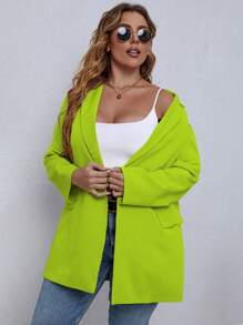 EMERY ROSE Bộ vest blazer đơn hàng thường ngày màu trơn cỡ lớn cài khuy đơn - màu xanh lá - Xem 3