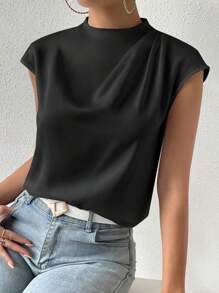 Chiquease 素色蝙蝠袖襯衫 - 黑色 - 查看 5