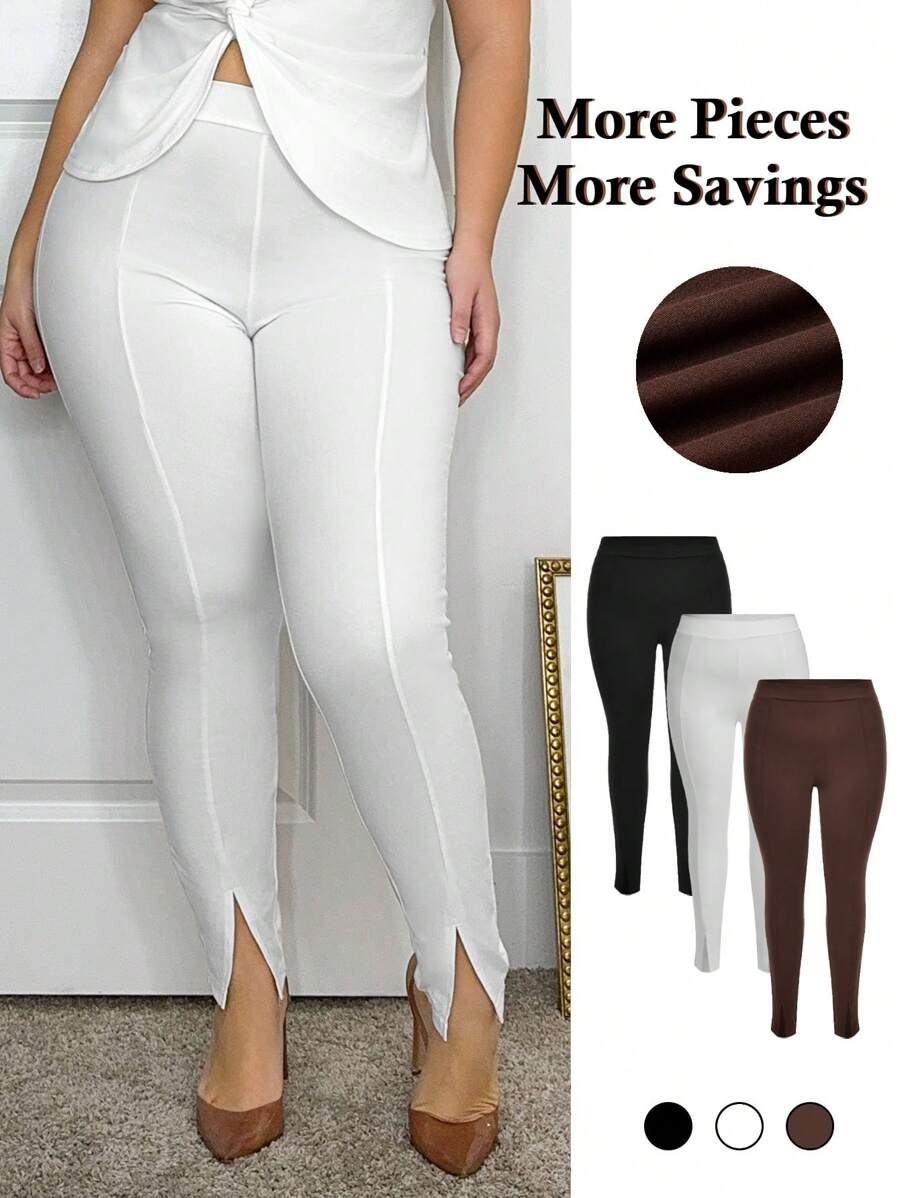 SHEIN SXY Hơn Chất rắn Mặt trước đường may Viền chia cắt Xà cạp - Nhiều màu - Xem 1