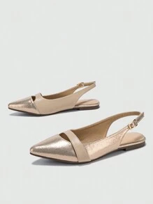 Women's New Summer Fashion Closed Toe Sandals, Color Block Flat Shoes, Fairy Style Versatile Slip-On Flats - Beige - View 6