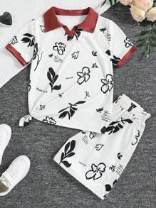 Cô gái Tween Thực vật In Khẩu hiệu 2 cái/bộ - trắng - Xem 1