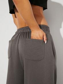 Denimoi Seam Raw Edge Wide Leg Sweatpants - Grey - View 6