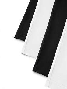 4 chiếc áo thun cổ tròn tay ngắn màu trơn đa năng thường ngày - Đen và trắng - Xem 3