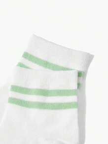 SHEIN Back To School Season Children's Striped Socks Suitable For Daily Life - White - View 5