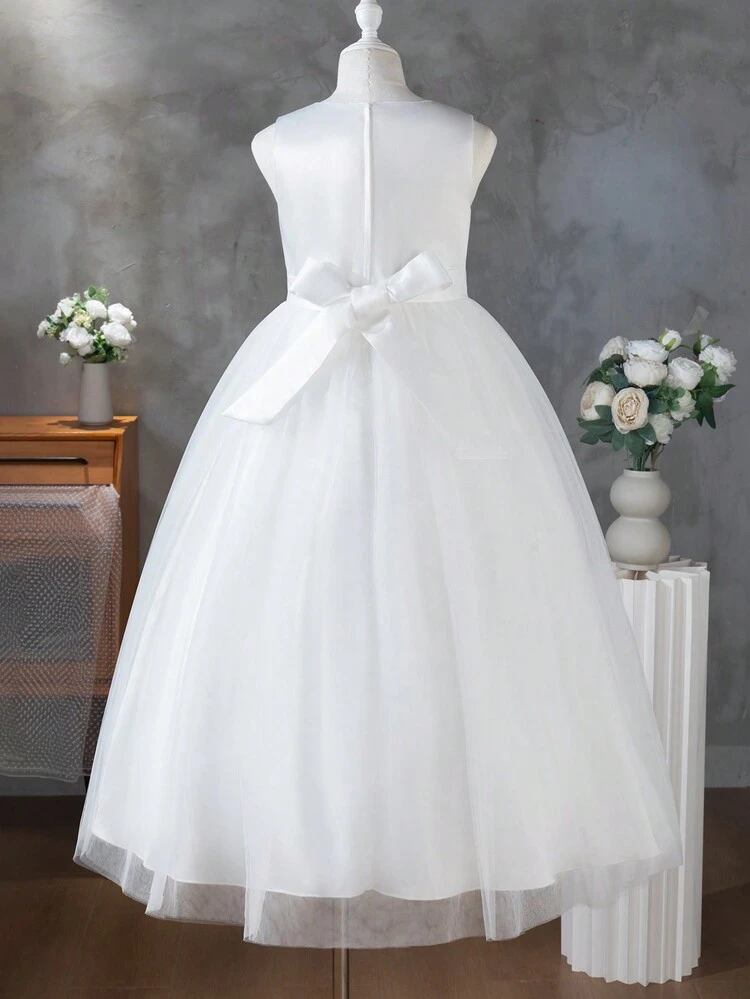 Teenage Girls Flower Girl Dress, Sequin & Beaded High-End Tulle Party Dress For Girls, Graduation, Wedding, Birthday