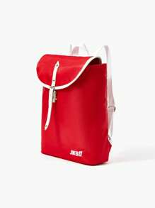 Solid Color Children's School Backpack Simple Outdoor Travel Bag - Red - View 3