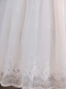 SHEIN Vestido de tul con cuello redondo estilo princesa de ensueño y manga corta para niñas preadolescentes - Blanco - Ver 7