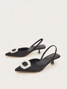 女士高跟尖頭新款鞋，時尚優雅 - 黑色 - 查看 4