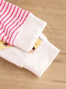 Baby Girl Cute Duck & Striped Pattern Printed Top And Long Pants Multiple Piece Set