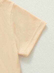 Young Girl Floral And Alphabet Printed Short Sleeve T-Shirt - White - View 3