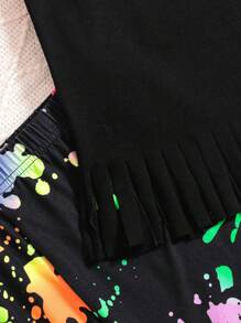 SHEIN Conjunto De Shorts De Malha Com Estampa De Coração E Estampa De Coração Para Meninas, Todos Os Dias, Verão